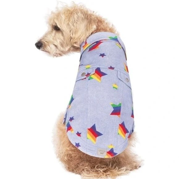 Canada Pooch Other - Canada Pooch Rainbow Pride Star Denim Vest Blue Jean Jacket Large Pride